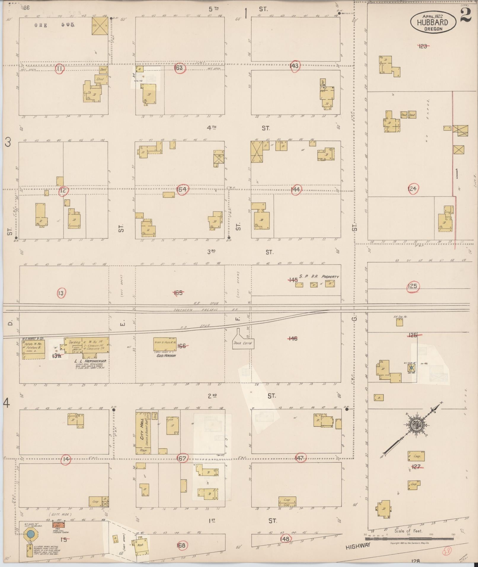 Sanborn Fire Insurance Map from Hubbard, Marion County, Oregon (1928), Sheet #0002 - Complete Map Set gallery image, historic Sanborn map, vintage wall art, Oregon Oregon