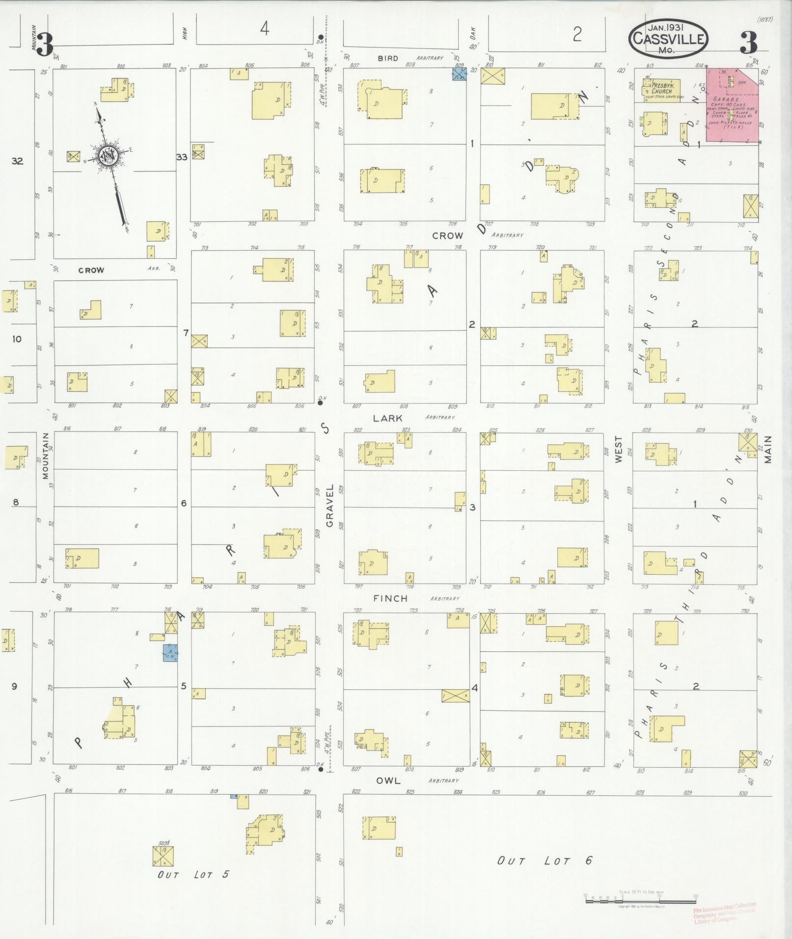 Sanborn Fire Insurance Map from Cassville, Barry County, Missouri (1931), Sheet #0003 - Complete Map Set gallery image, historic Sanborn map, vintage wall art, Missouri Missouri
