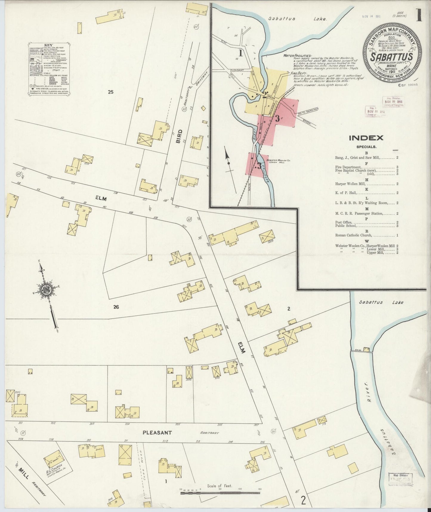 Sanborn Fire Insurance Map from Sabattus, Androscoggin County, Maine. (1911) – Historic Sanborn Fire Insurance Map Print