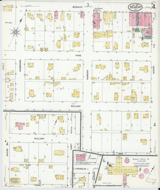 Sanborn Fire Insurance Map from Bement, Piatt County, Illinois (1909), Sheet #0004 - Historic Sanborn Fire Insurance Map Print, vintage old map wall art, antique decor, genealogy gift, Illinois Illinois map