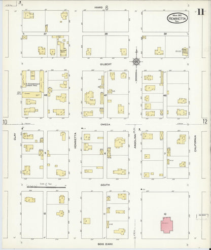 Sanborn Fire Insurance Map from Henrietta, Clay County, Texas (1912), Sheet #0011 - Historic Sanborn Fire Insurance Map Print, vintage old map wall art, antique decor, genealogy gift, Texas Texas map