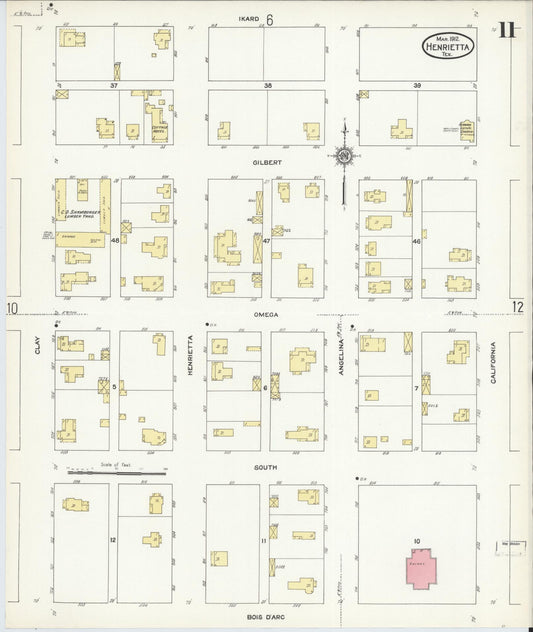 Sanborn Fire Insurance Map from Henrietta, Clay County, Texas (1912), Sheet #0011 - Historic Sanborn Fire Insurance Map Print, vintage old map wall art, antique decor, genealogy gift, Texas Texas map