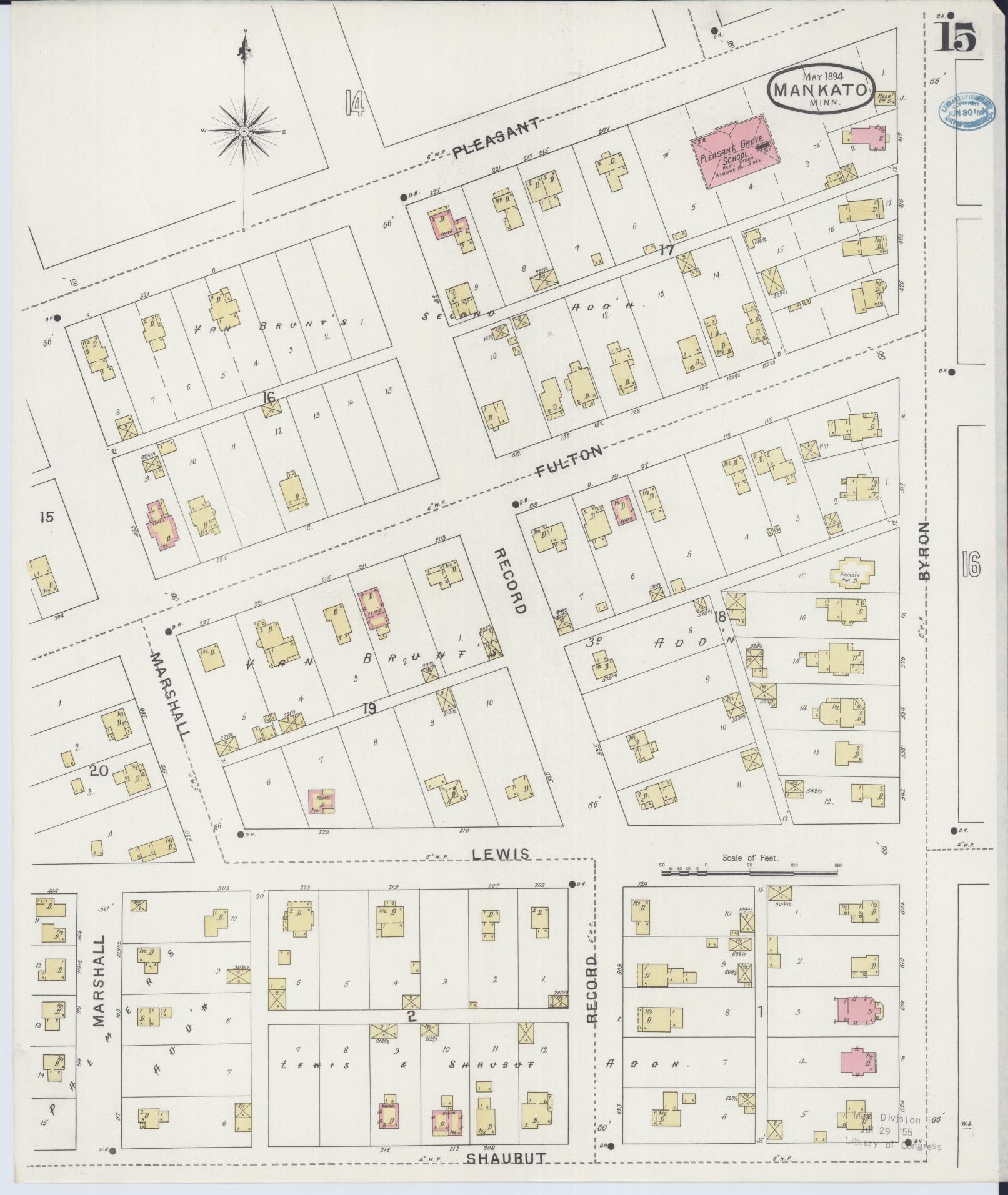 Sanborn Fire Insurance Map from Mankato, Blue Earth County, Minnesota (1894), Sheet #0015 - Complete Map Set gallery image, historic Sanborn map, vintage wall art, Minnesota Minnesota