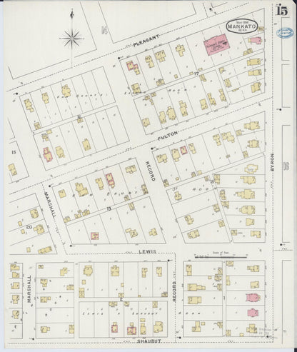 Sanborn Fire Insurance Map from Mankato, Blue Earth County, Minnesota (1894), Sheet #0015 - Complete Map Set gallery image, historic Sanborn map, vintage wall art, Minnesota Minnesota
