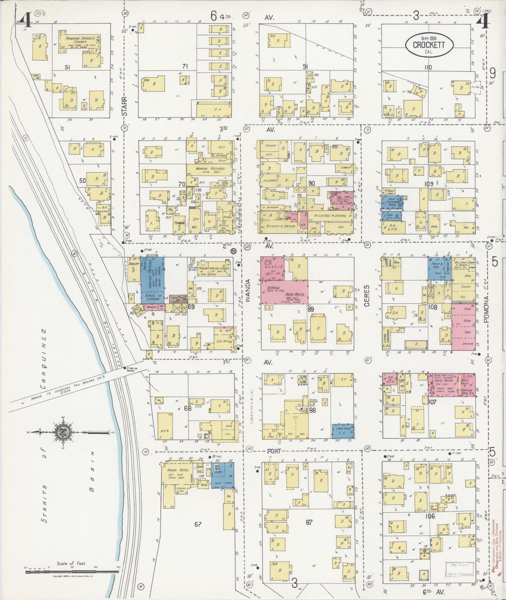 Sanborn Fire Insurance Map from Crockett, Contra Costa County, California (1924), Sheet #0004 - Complete Map Set gallery image, historic Sanborn map, vintage wall art, California California