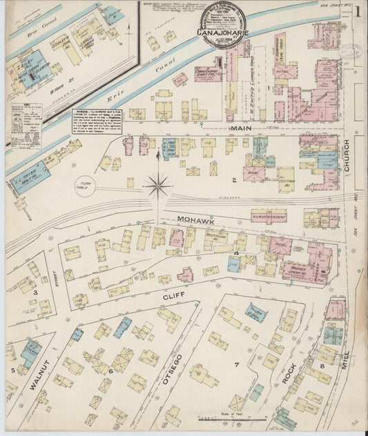 Sanborn Fire Insurance Map from Canajoharie, Montgomery County, New York (1884), Sheet #0001 - Complete Map Set gallery image, historic Sanborn map, vintage wall art, New York New York