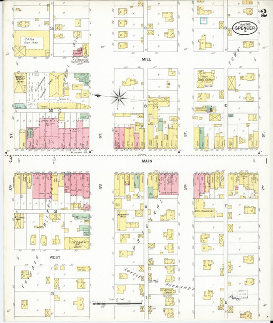 Sanborn Fire Insurance Map from Spencer, Clay County, Iowa (1900), Sheet #0002 - Historic Sanborn Fire Insurance Map Print, vintage old map wall art