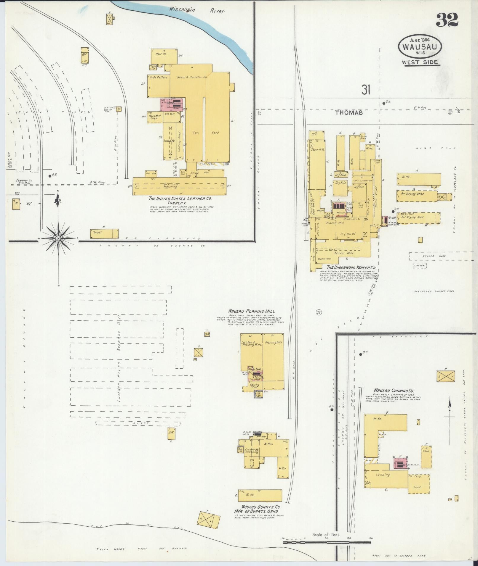 Sanborn Fire Insurance Map from Wausau, Marathon County, Wisconsin (1904), Sheet #0032 - Complete Map Set gallery image, historic Sanborn map, vintage wall art, Wisconsin Wisconsin