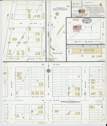 Sanborn Fire Insurance Map from Mandan, Morton County, North Dakota (1919), Sheet #0006 - Complete Map Set gallery image, historic Sanborn map, vintage wall art, North Dakota North Dakota