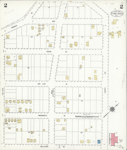 Sanborn Fire Insurance Map from Pismo Beach, San Luis Obispo County, California (1924), Sheet #0002 - Complete Map Set gallery image, historic Sanborn map, vintage wall art, California California