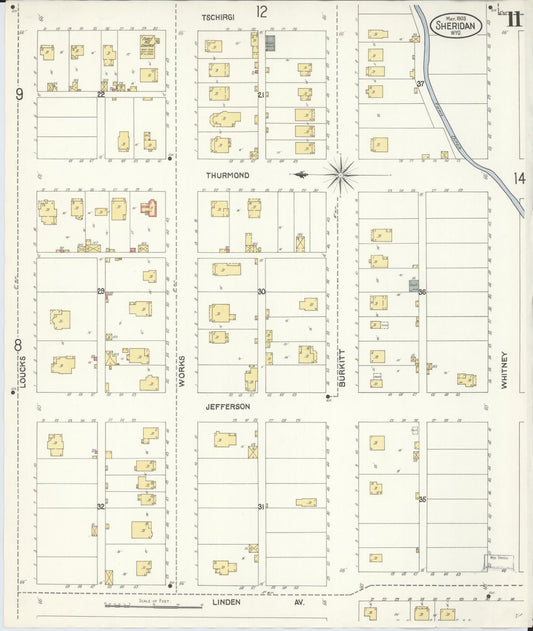 Sanborn Fire Insurance Map from Sheridan, Sheridan County, Wyoming (1903), Sheet #0011 - Historic Sanborn Fire Insurance Map Print, vintage old map wall art, antique decor, genealogy gift, Wyoming Wyoming map