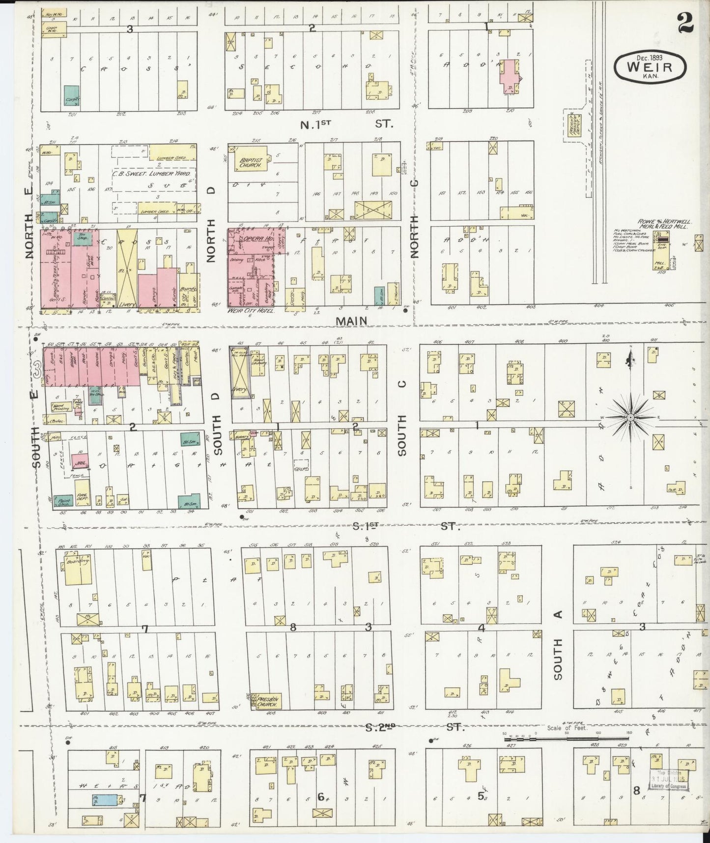 Sanborn Fire Insurance Map from Weir, Cherokee County, Kansas (1893), Sheet #0002 - Historic Sanborn Fire Insurance Map Print, vintage old map wall art, antique decor, genealogy gift, Kansas Kansas map