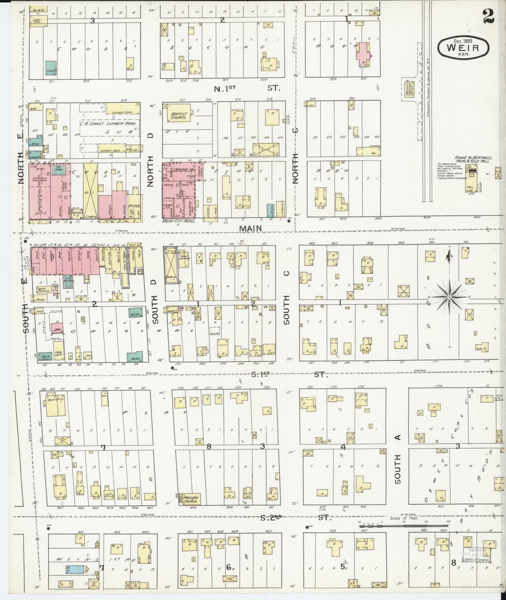 Sanborn Fire Insurance Map from Weir, Cherokee County, Kansas (1893), Sheet #0002 - Historic Sanborn Fire Insurance Map Print, vintage old map wall art, antique decor, genealogy gift, Kansas Kansas map