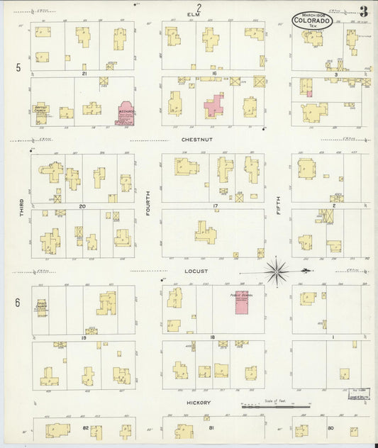 Sanborn Fire Insurance Map from Colorado, Mitchell County, Texas (1908), Sheet #0003 - Historic Sanborn Fire Insurance Map Print, vintage old map wall art, antique decor, genealogy gift, Colorado Colorado map