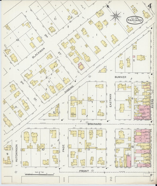 Sanborn Fire Insurance Map from Harvard, McHenry County, Illinois (1892), Sheet #0004 - Historic Sanborn Fire Insurance Map Print, vintage old map wall art, antique decor, genealogy gift, Illinois Illinois map