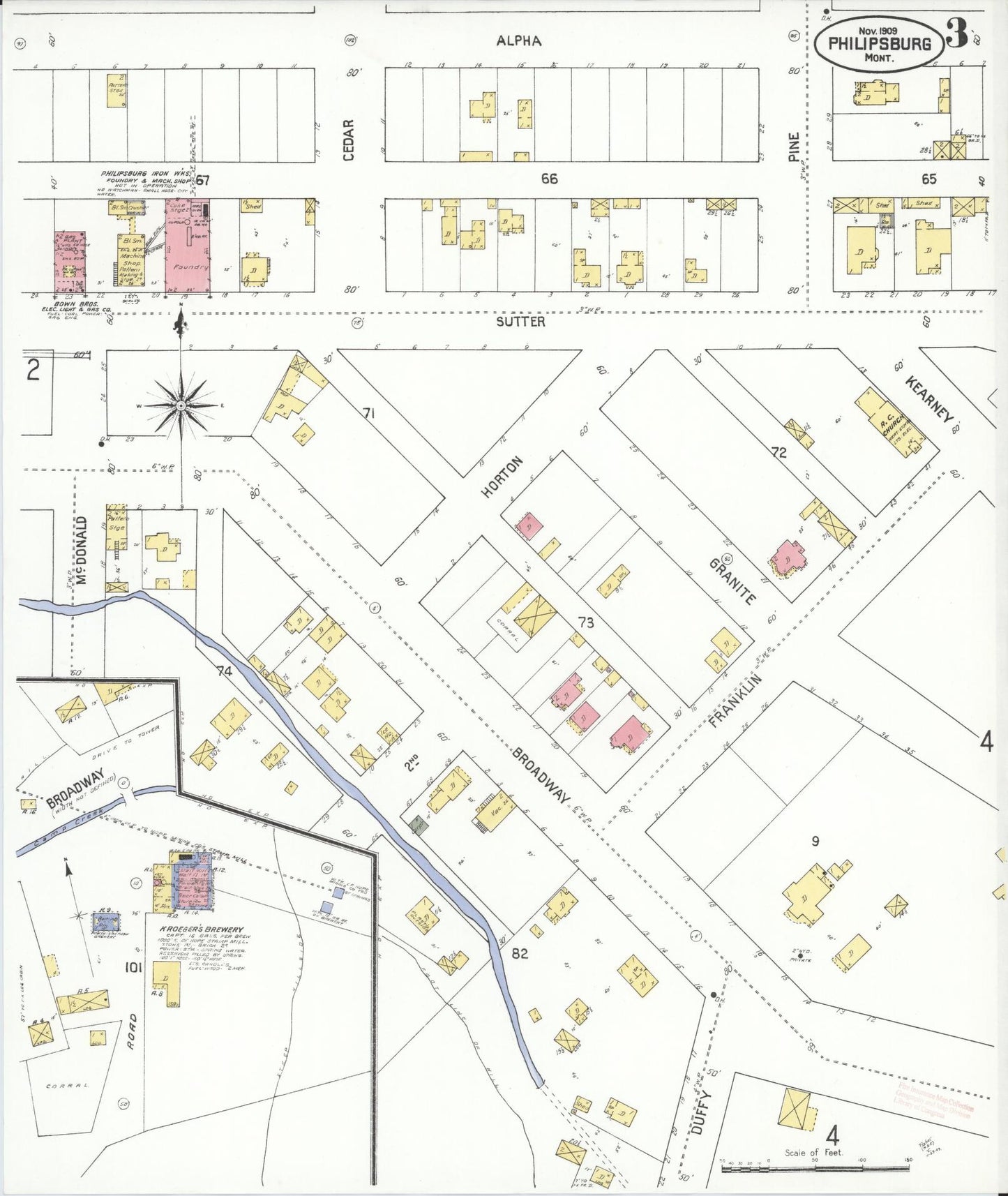 Sanborn Fire Insurance Map from Philipsburg, Granite County, Montana (1909), Sheet #0003 - Historic Sanborn Fire Insurance Map Print, vintage old map wall art, antique decor, genealogy gift, Montana Montana map
