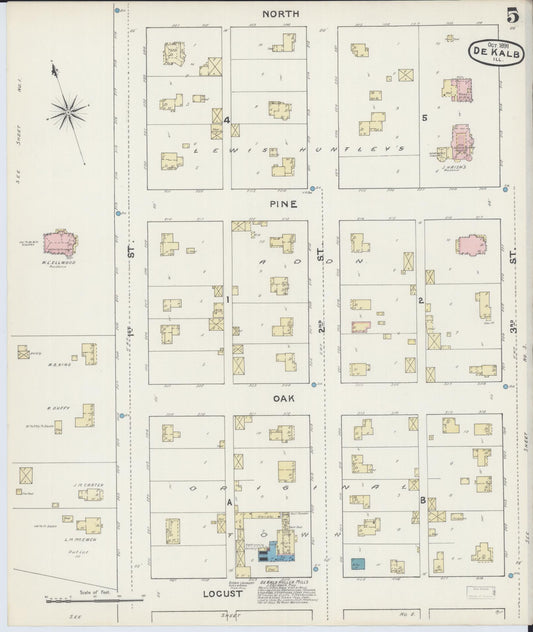 Sanborn Fire Insurance Map from De Kalb, De Kalb County, Illinois (1891), Sheet #0005 - Historic Sanborn Fire Insurance Map Print, vintage old map wall art, antique decor, genealogy gift, Illinois Illinois map