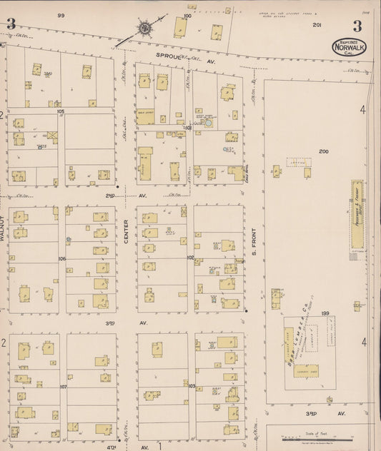Sanborn Fire Insurance Map from Norwalk, Los Angeles County, California (1922), Sheet #0003 - Historic Sanborn Fire Insurance Map Print, vintage old map wall art, antique decor, genealogy gift, California California map
