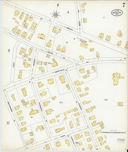 Sanborn Fire Insurance Map from Woburn, Middlesex County, Massachusetts (1899), Sheet #0007 - Complete Map Set gallery image, historic Sanborn map, vintage wall art, Massachusetts Massachusetts