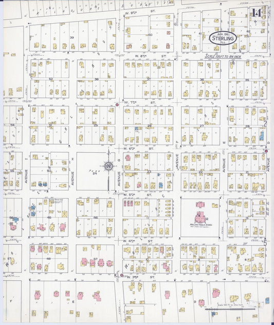 Sanborn Fire Insurance Map from Sterling, Whiteside County, Illinois (1916), Sheet #0014 - Historic Sanborn Fire Insurance Map Print, vintage old map wall art, antique decor, genealogy gift, Illinois Illinois map