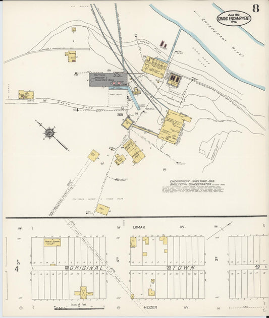 Sanborn Fire Insurance Map from Grand Encampment, Carbon County, Wyoming (1912), Sheet #0008 - Historic Sanborn Fire Insurance Map Print, vintage old map wall art, antique decor, genealogy gift, Wyoming Wyoming map