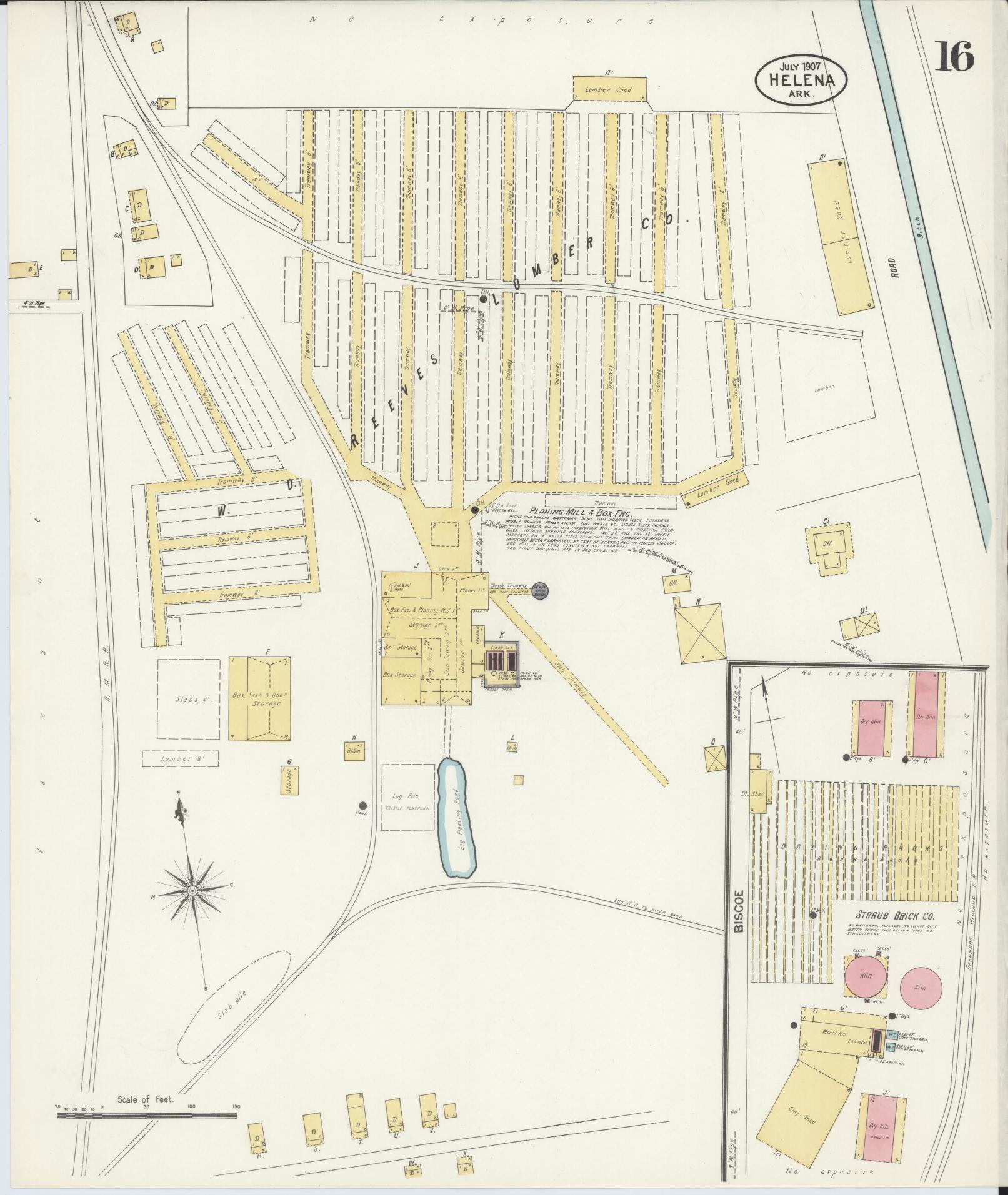 Sanborn Fire Insurance Map from Helena, Phillips County, Arkansas (1907), Sheet #0016 - Complete Map Set gallery image, historic Sanborn map, vintage wall art, Arkansas Arkansas