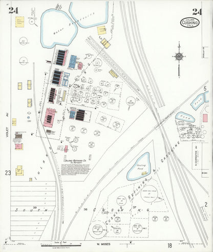 Sanborn Fire Insurance Map from Cushing, Payne County, Oklahoma (1924), Sheet #0024 - Complete Map Set gallery image, historic Sanborn map, vintage wall art, Oklahoma Oklahoma
