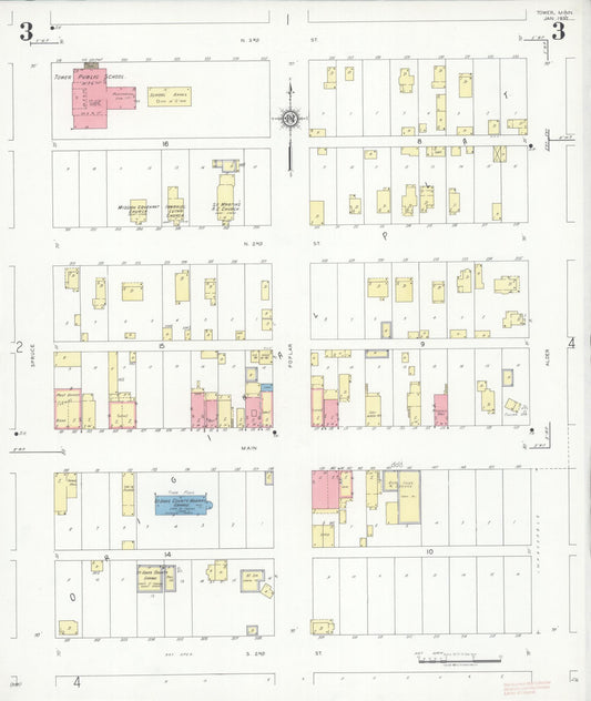 Sanborn Fire Insurance Map from Tower, Saint Louis County, Minnesota (1937), Sheet #0003 - Historic Sanborn Fire Insurance Map Print, vintage old map wall art, antique decor, genealogy gift, Minnesota Minnesota map