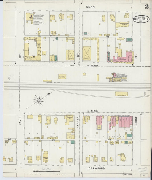 Sanborn Fire Insurance Map from Bushnell, Mcdonough County, Illinois (1893), Sheet #0002 - Historic Sanborn Fire Insurance Map Print, vintage old map wall art, antique decor, genealogy gift, Illinois Illinois map