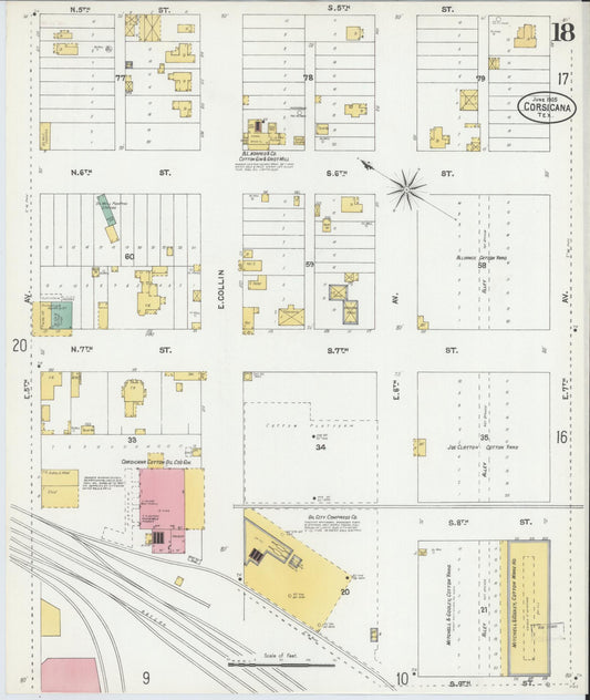 Sanborn Fire Insurance Map from Corsicana, Navarro County, Texas (1905), Sheet #0018 - Historic Sanborn Fire Insurance Map Print, vintage old map wall art, antique decor, genealogy gift, Texas Texas map