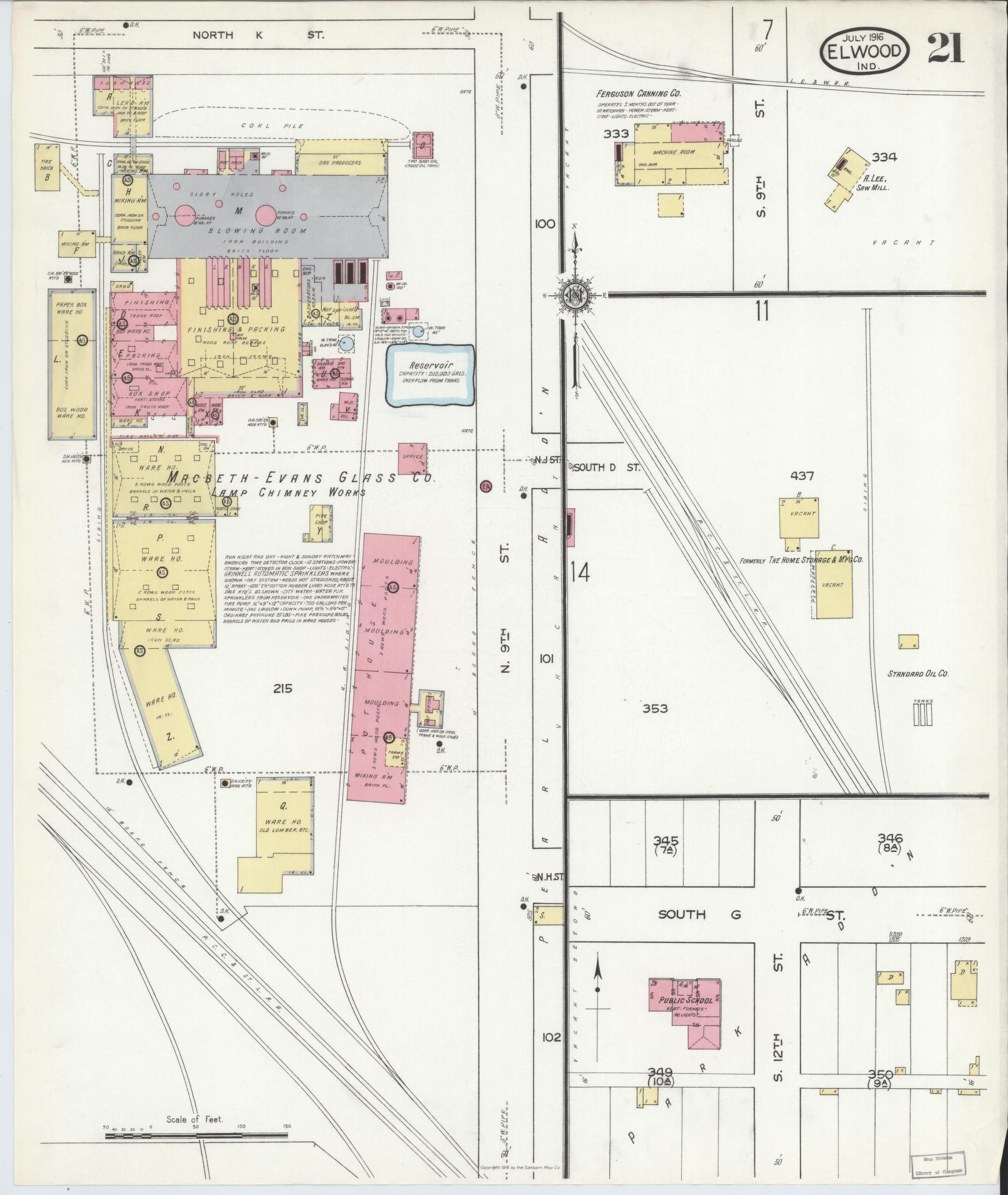 Sanborn Fire Insurance Map from Elwood, Madison County, Indiana (1916), Sheet #0021 - Complete Map Set gallery image, historic Sanborn map, vintage wall art, Indiana Indiana
