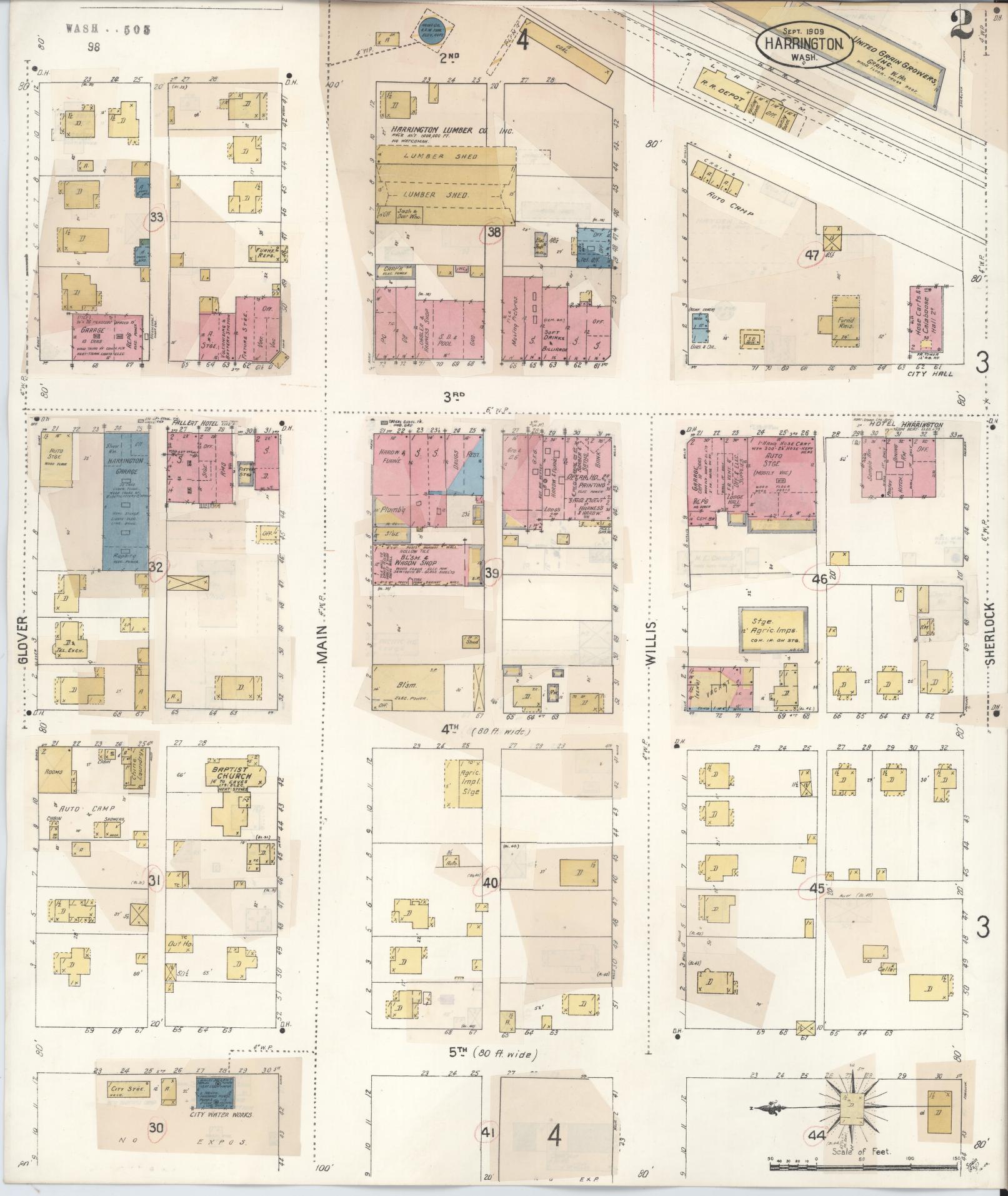 Sanborn Fire Insurance Map from Harrington, Lincoln County, Washington (1933), Sheet #0002 - Complete Map Set gallery image, historic Sanborn map, vintage wall art, Washington Washington