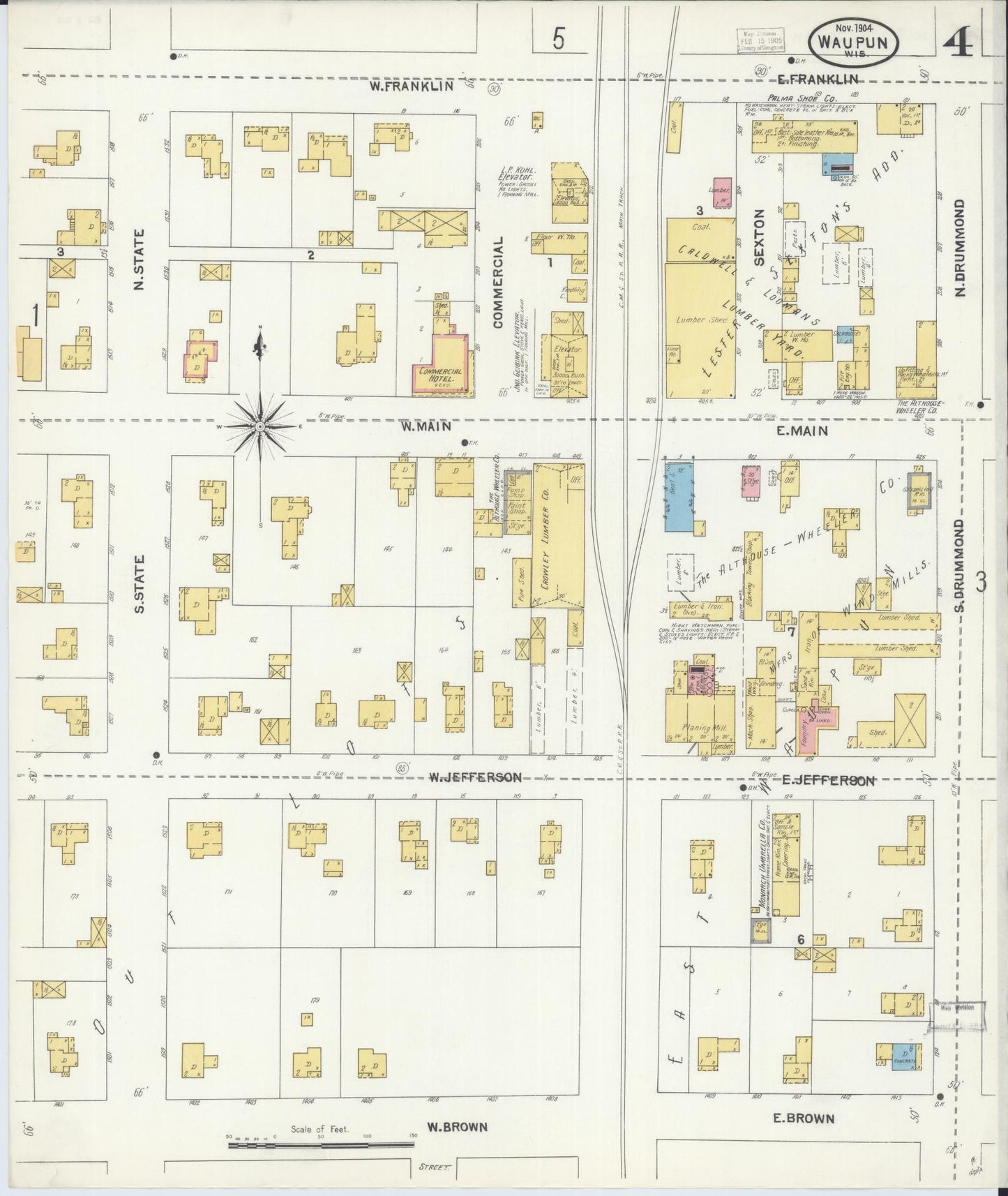 Sanborn Fire Insurance Map from Waupun, Dodge and Fond du Lac Counties, Wisconsin (1904), Sheet #0004 - Complete Map Set gallery image, historic Sanborn map, vintage wall art, Wisconsin Wisconsin