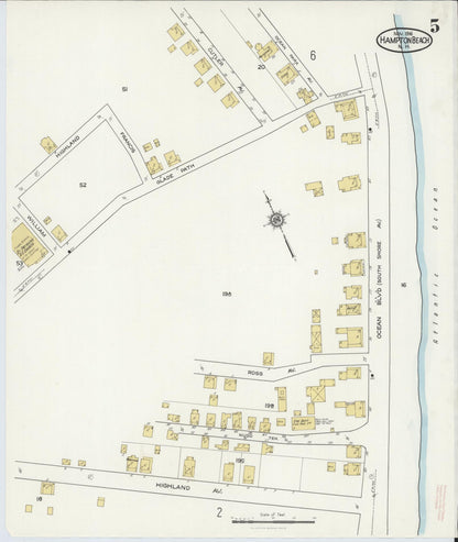 Sanborn Fire Insurance Map from Hampton Beach, Rockingham County, New Hampshire (1916), Sheet #0005 - Complete Map Set gallery image, historic Sanborn map, vintage wall art, New Hampshire New Hampshire