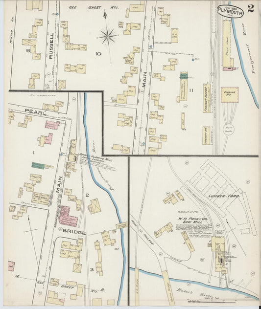 Sanborn Fire Insurance Map from Plymouth, Grafton County, New Hampshire (1885), Sheet #0002 - Historic Sanborn Fire Insurance Map Print, vintage old map wall art, antique decor, genealogy gift, New Hampshire New Hampshire map