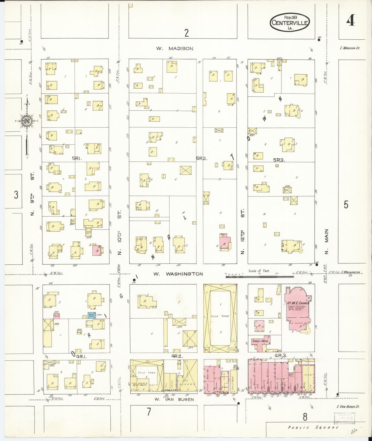 Sanborn Fire Insurance Map from Centerville, Appanoose County, Iowa (1913), Sheet #0004 - Historic Sanborn Fire Insurance Map Print