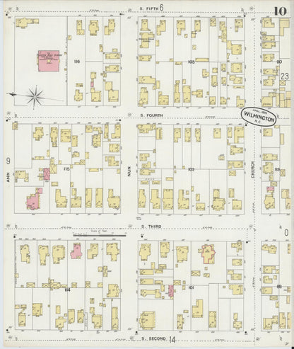 Sanborn Fire Insurance Map from Wilmington, New Hanover County, North Carolina (1898), Sheet #0010 - Historic Sanborn Fire Insurance Map Print, vintage old map wall art, antique decor, genealogy gift, North Carolina North Carolina map