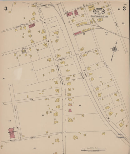 Sanborn Fire Insurance Map from Belton, Anderson County, South Carolina (1922), Sheet #0003 - Complete Map Set gallery image, historic Sanborn map, vintage wall art, South Carolina South Carolina