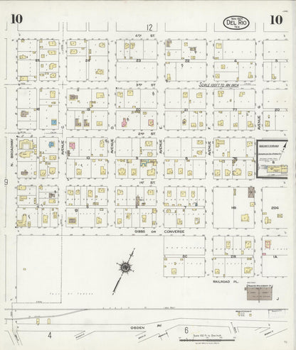 Sanborn Fire Insurance Map from Del Rio, Val Verde County, Texas (1924), Sheet #0010 - Complete Map Set gallery image, historic Sanborn map, vintage wall art, Texas Texas