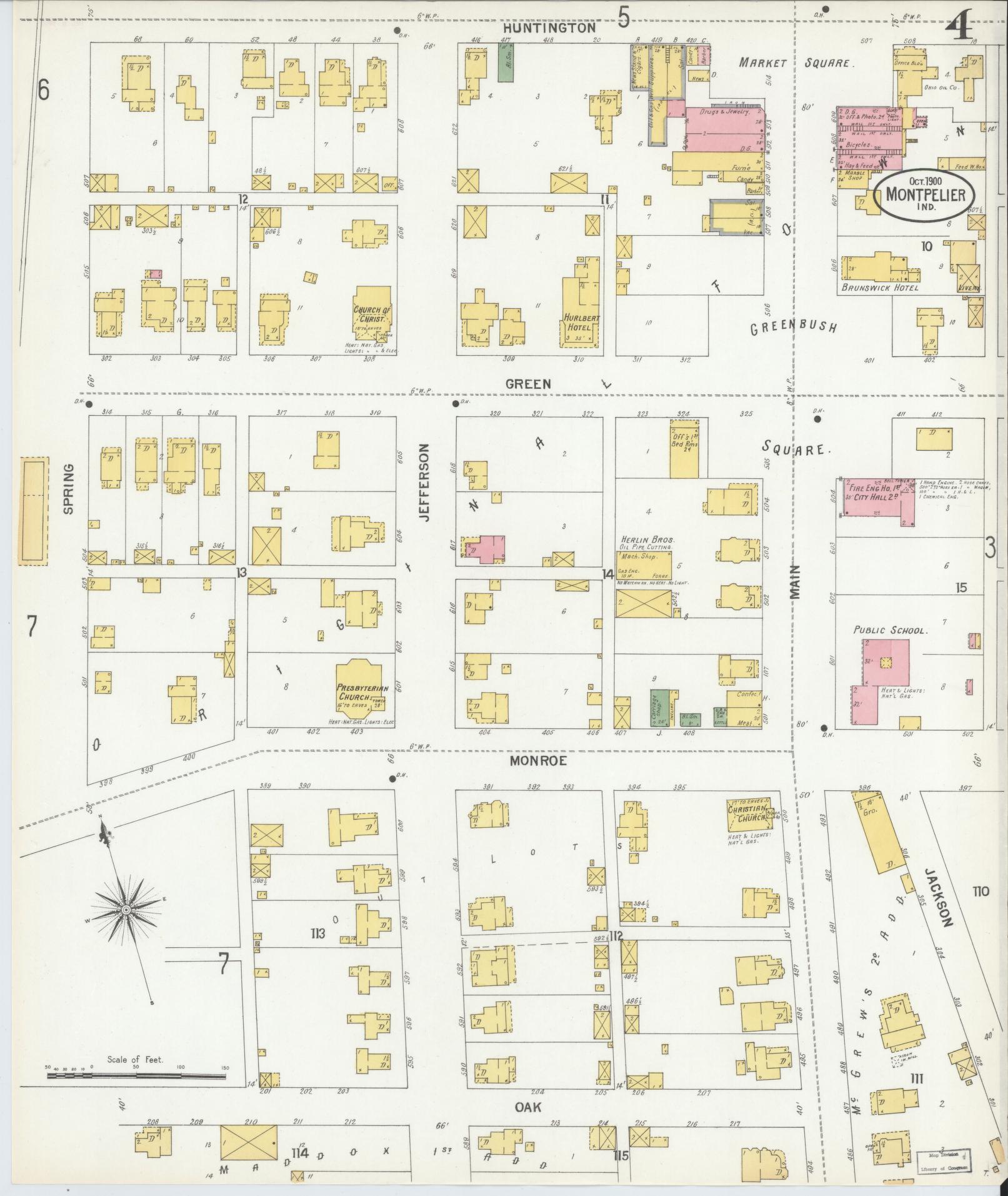 Sanborn Fire Insurance Map from Montpelier, Blackford County, Indiana (1900), Sheet #0004 - Complete Map Set gallery image, historic Sanborn map, vintage wall art, Indiana Indiana