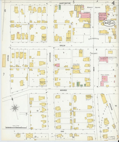 Sanborn Fire Insurance Map from Montpelier, Blackford County, Indiana (1900), Sheet #0004 - Complete Map Set gallery image, historic Sanborn map, vintage wall art, Indiana Indiana