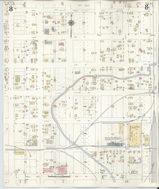 Sanborn Fire Insurance Map from Bay City, Matagorda County, Texas (1947), Sheet #0008 - Historic Sanborn Fire Insurance Map Print, vintage old map wall art, antique decor, genealogy gift, Texas Texas map