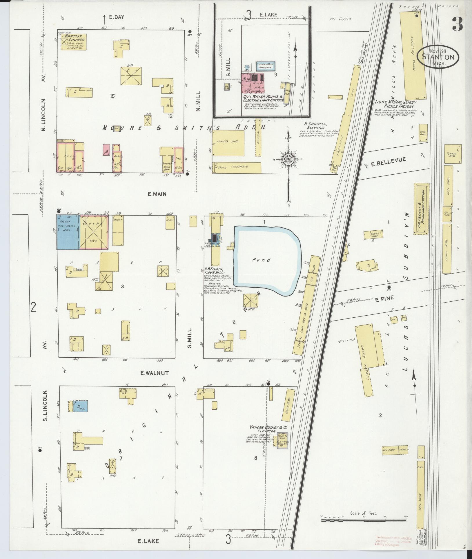 Sanborn Fire Insurance Map from Stanton, Montcalm County, Michigan (1911), Sheet #0003 - Complete Map Set gallery image, historic Sanborn map, vintage wall art, Michigan Michigan