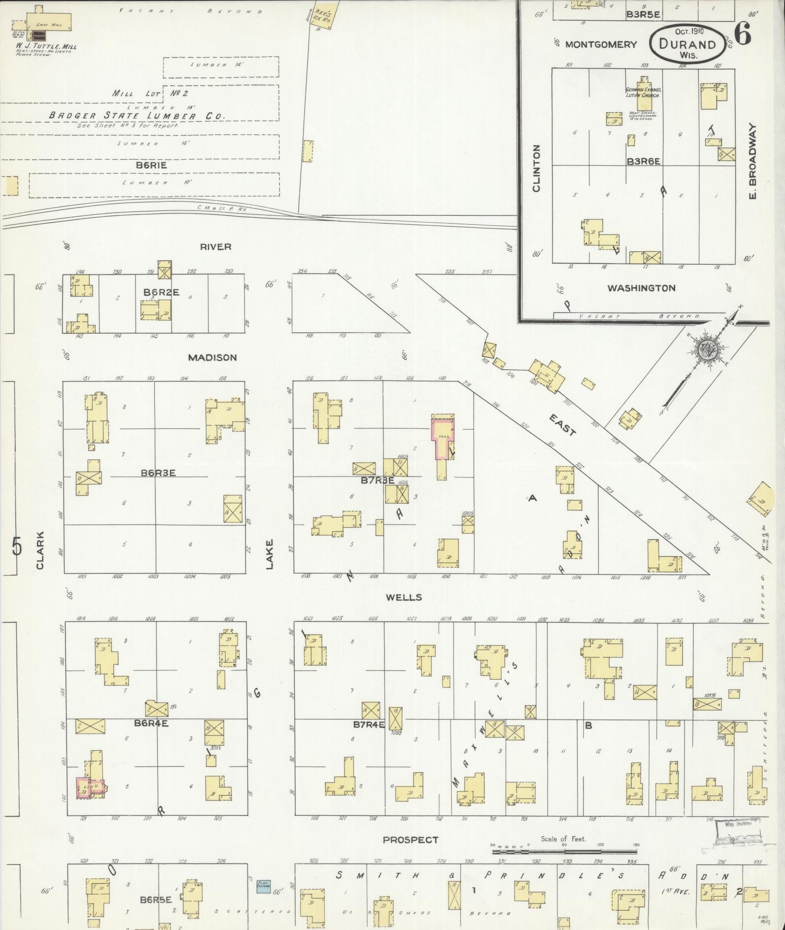 Sanborn Fire Insurance Map from Durand, Pepin County, Wisconsin (1910), Sheet #0006 - Complete Map Set gallery image, historic Sanborn map, vintage wall art, Wisconsin Wisconsin
