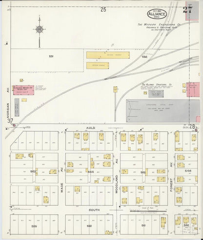 Sanborn Fire Insurance Map from Alliance, Stark County, Ohio (1921), Sheet #0027 - Complete Map Set gallery image, historic Sanborn map, vintage wall art, Ohio Ohio