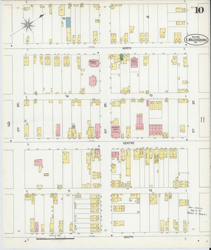 Sanborn Fire Insurance Map from Mauch Chunk, Carbon County, Pennsylvania (1902), Sheet #0010 - Historic Sanborn Fire Insurance Map Print, vintage old map wall art, antique decor, genealogy gift, Pennsylvania Pennsylvania map