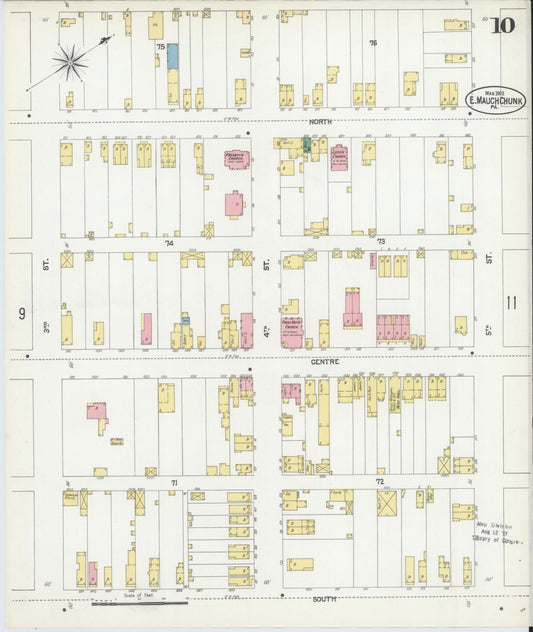 Sanborn Fire Insurance Map from Mauch Chunk, Carbon County, Pennsylvania (1902), Sheet #0010 - Historic Sanborn Fire Insurance Map Print, vintage old map wall art, antique decor, genealogy gift, Pennsylvania Pennsylvania map