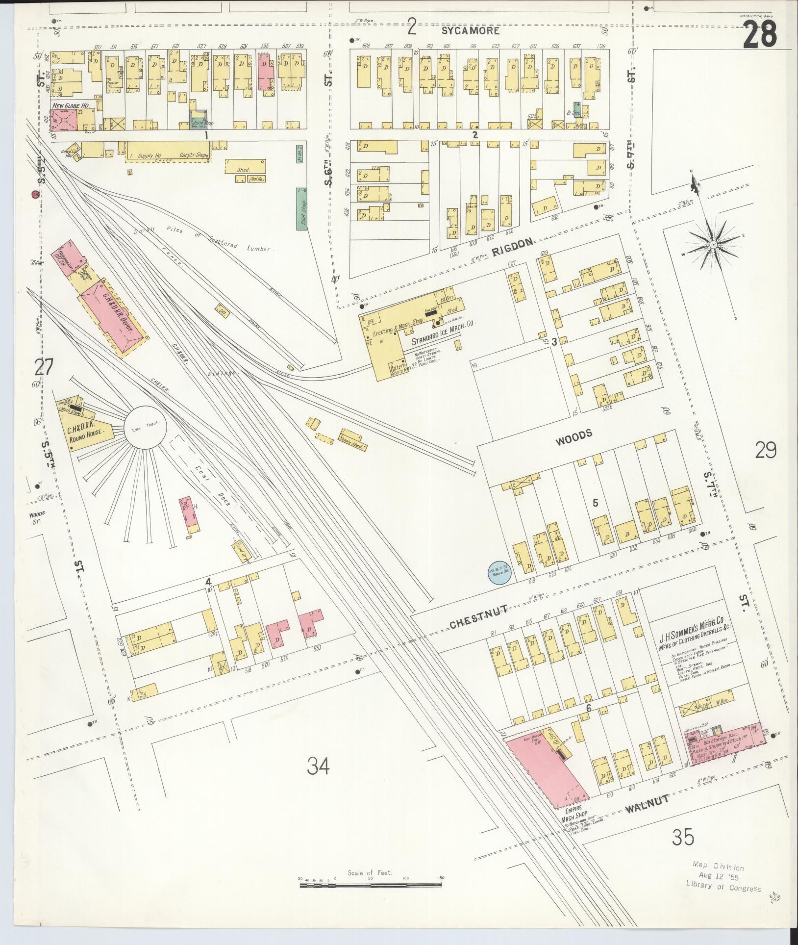 Sanborn Fire Insurance Map from Hamilton, Butler County, Ohio (1899), Sheet #0028 - Historic Sanborn Fire Insurance Map Print, vintage old map wall art, antique decor, genealogy gift, Ohio Ohio map