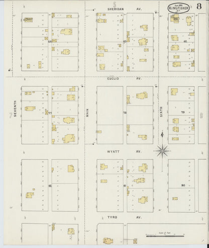 Sanborn Fire Insurance Map from Kingfisher, Kingfisher County, Oklahoma (1895), Sheet #0008 - Complete Map Set gallery image, historic Sanborn map, vintage wall art, Oklahoma Oklahoma