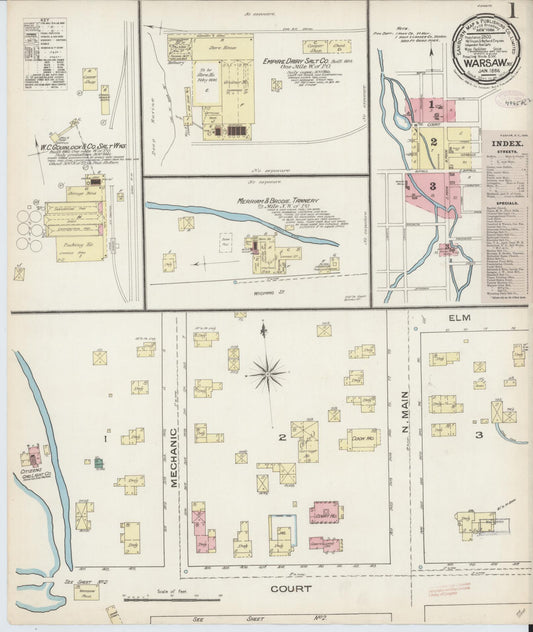 Sanborn Fire Insurance Map from Warsaw, Wyoming County, New York (1886), Sheet #0001 - Complete Map Set gallery image, historic Sanborn map, vintage wall art, New York New York